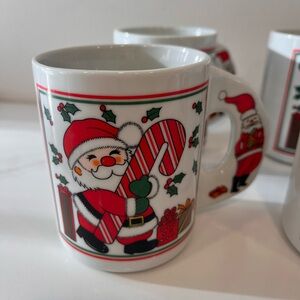 Vintage Nancy Pew 90s Festive Santa Claus Mugs - White and Red (Set of 6)